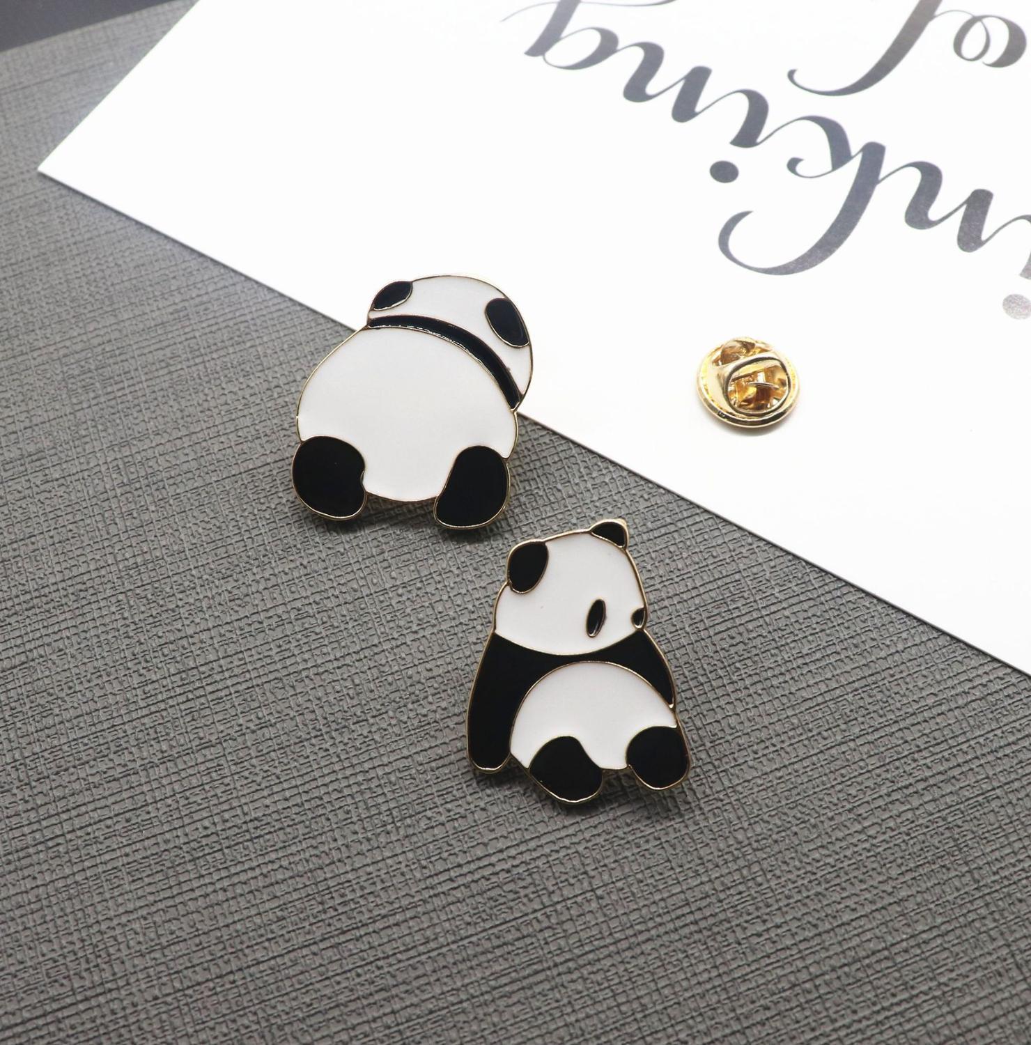 

whole 12 pcs/ lot high quality metal enamel panda brooch pin