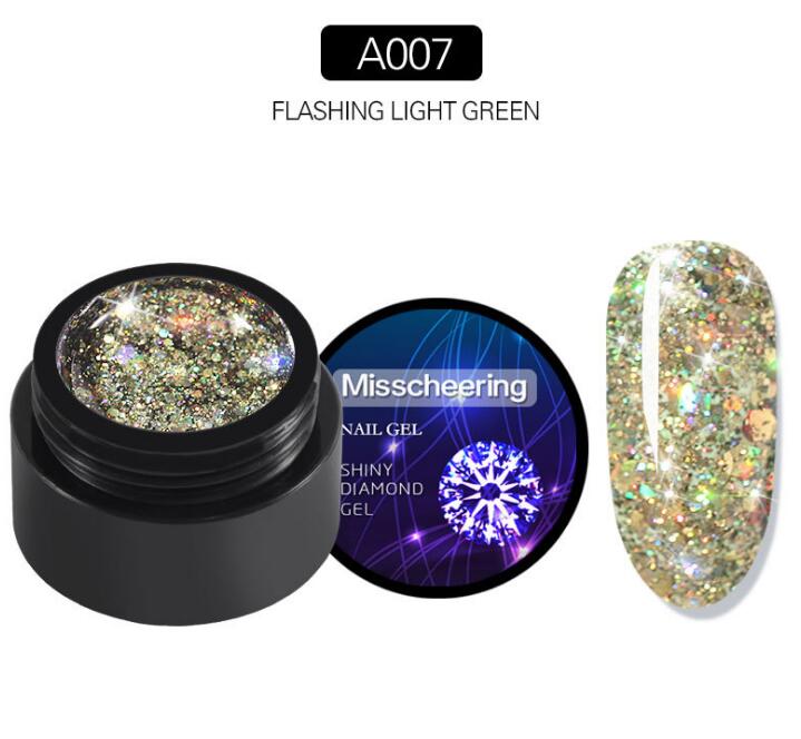 

Top Quality round case sparkling Sequins gelpolish Soak Off Nail Gel Polish Nail Art Gel shiny Diamond nails UV polish glue, Multi