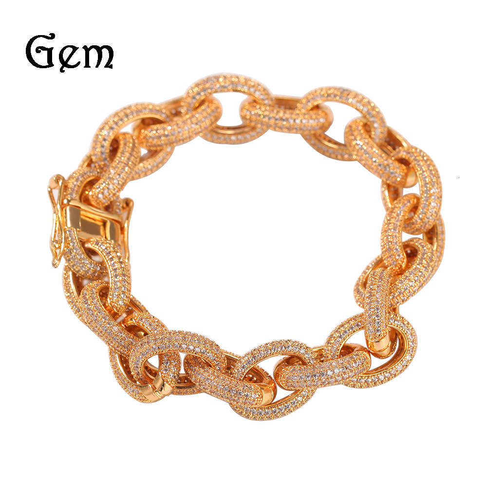 

Hip hop cross chain O-chain Zircon Bracelet trendy men's copper inlaid Zircon Bracelet hip hop rap accessories