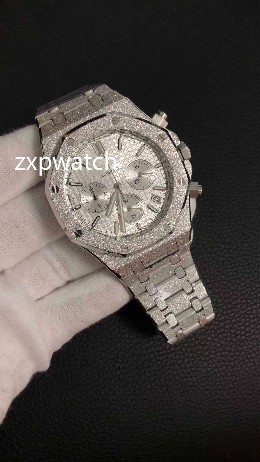 

NEW Quartz Vk movement Multi-function chronograph High quality frosted silver stainless steel mens designer watches Multi-Color dial, Blue/silver
