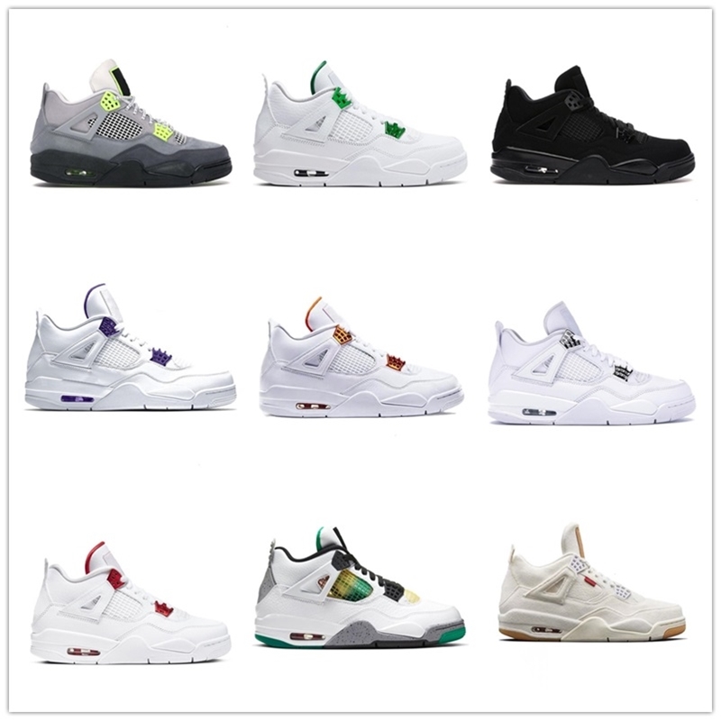 

2021 TOP Quality Jumpman 4 4s Men Basketball Shoes University Blue Sail Kaws Metallic Purple Cement Alternate Sports Trainer Sneaker With, 38