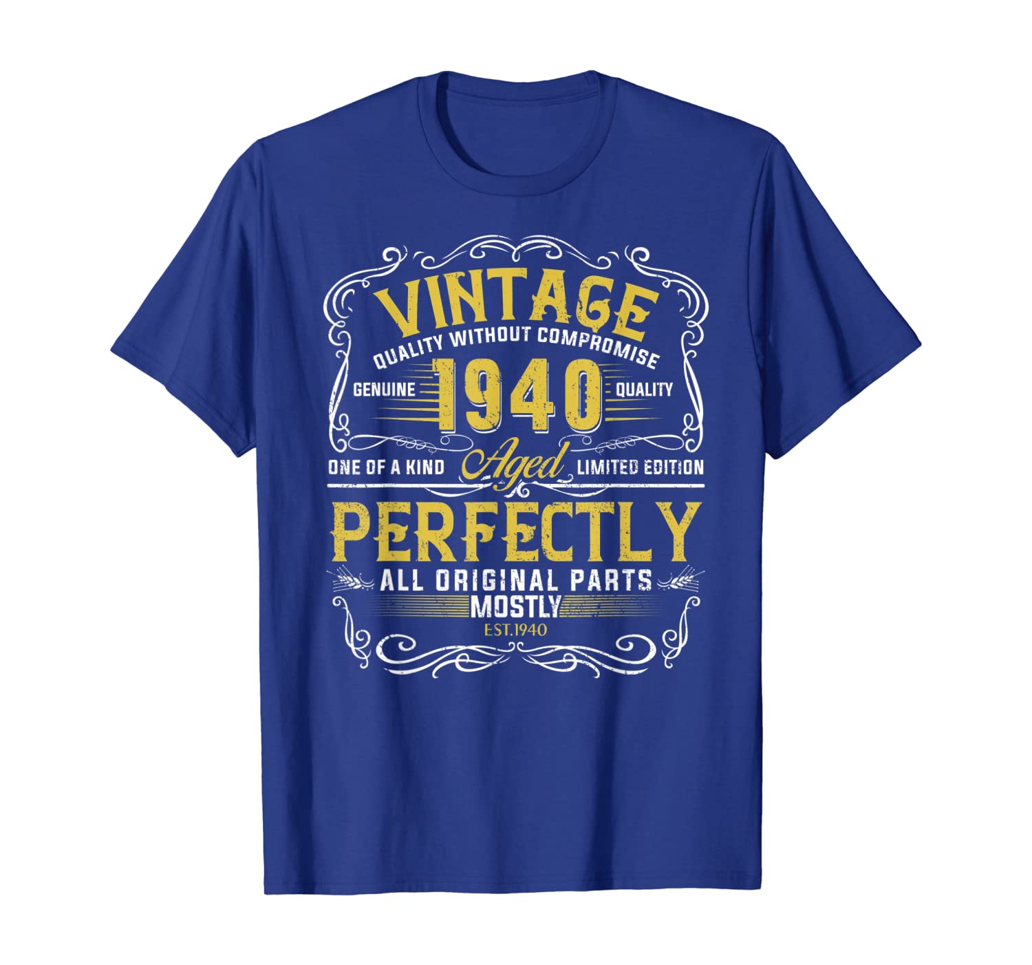 

Vintage 1940 Aged To 79 Years Old Birthday T-Shirt Gifts, White;black