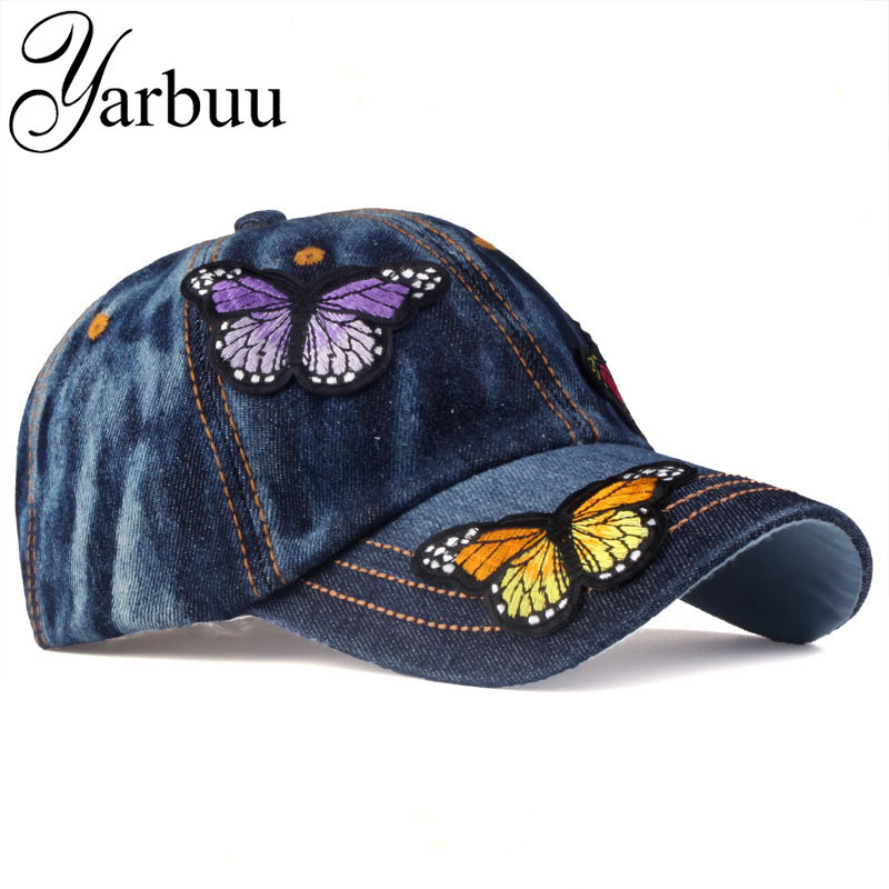 

[YARBUU]Brand Baseball Cap women casual snapback hat for Butterfly new fashion solid jeans caps summer sun lady denim cap 210311, Colour 5