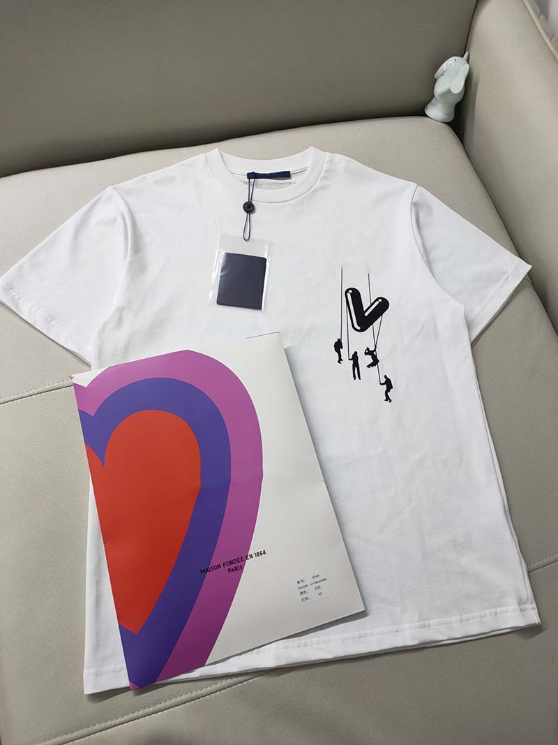 

21ss mens Tee t shirts Letter balloon printing paris men clothes short sleeve mens shirts tag letters polo New black white 06, White;black