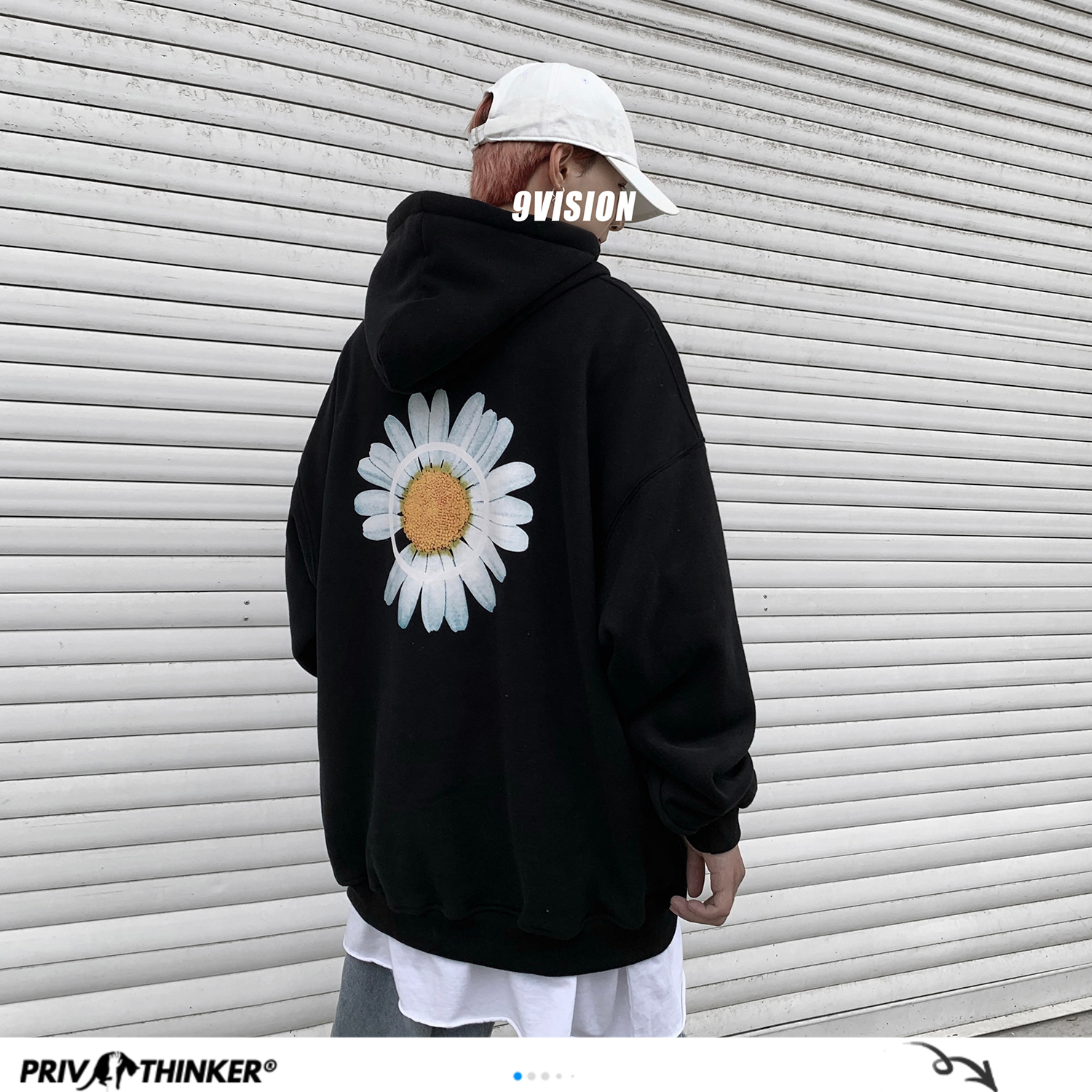 

privathinker men 2021 winter loose hooded sweatshirts mens harajuku thicken warm coat hoodies male oversize pullovers sweatshirt, Black