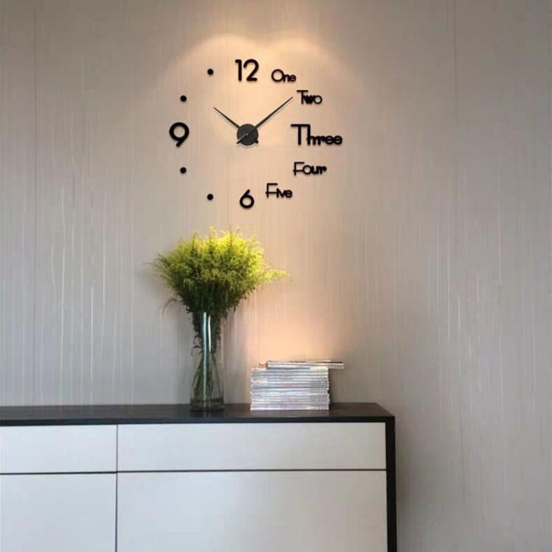 

Wall Decor 3D DIY Large Wall Clock Modern Design Silent Sticker Clock Self Adhesive Clocks Living Room Home Decor