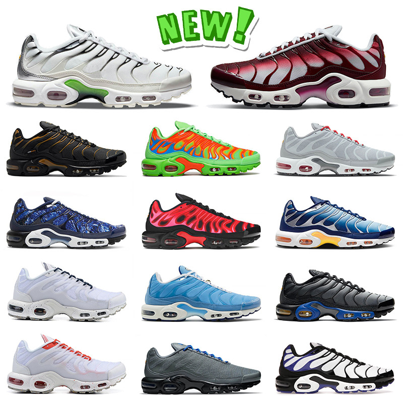 

2022 New Tn Plus Se Running Shoes Tuned Cushion Sneakers Neon Green Red Wine Grey Combo Midnight Navy University Blue Kiss Mens Women Runner G-001, A3 40-46 black