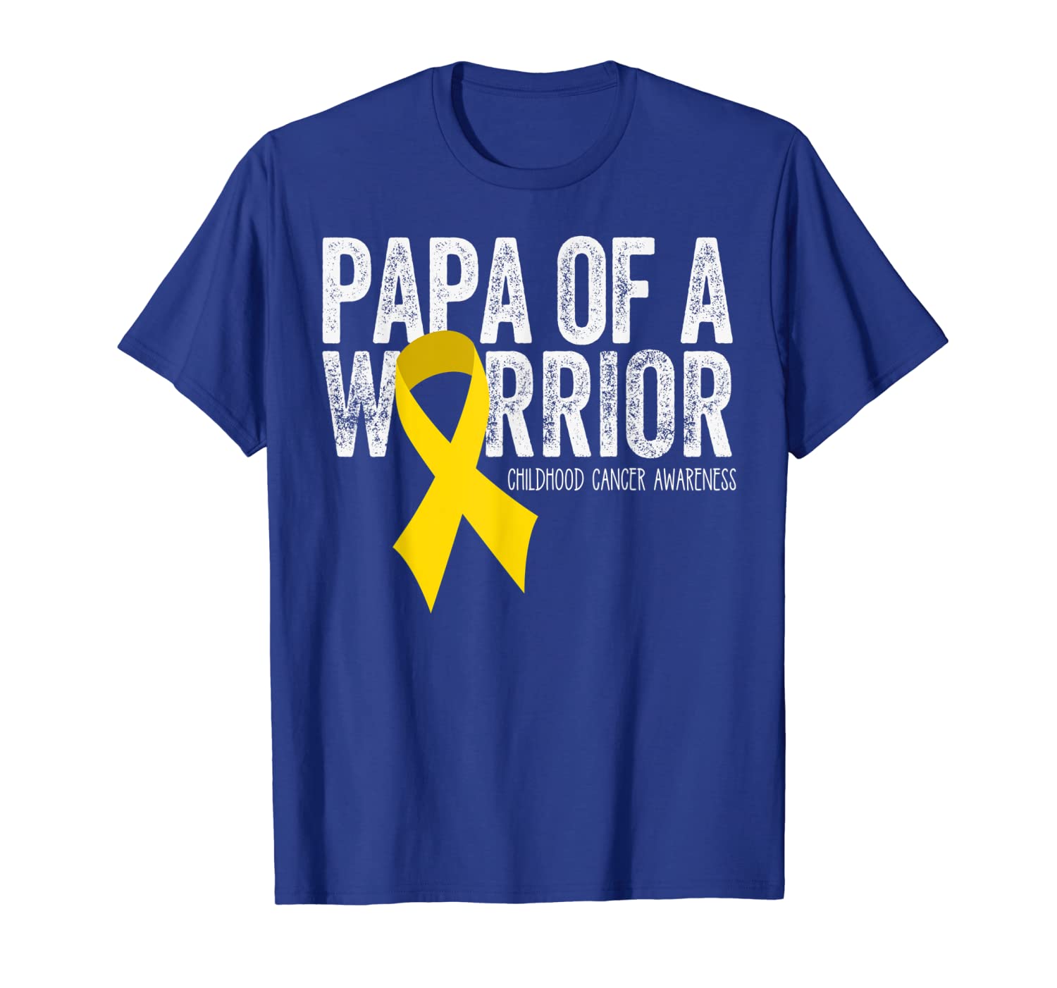 

Papa of a Warrior Childhood Cancer Shirt Dad Ribbon, White;black