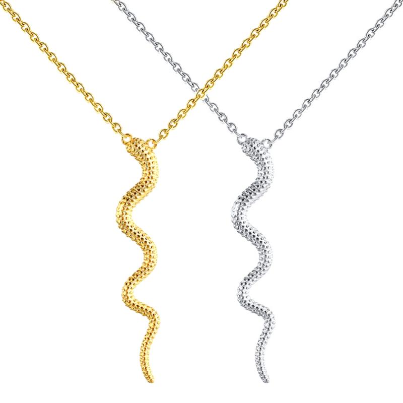 

Chains Exquisite Serpentine Punk Creative Fashion Clavicle Pendant Necklace Snake Style Trendy Jewelry Gift For Women, Silver