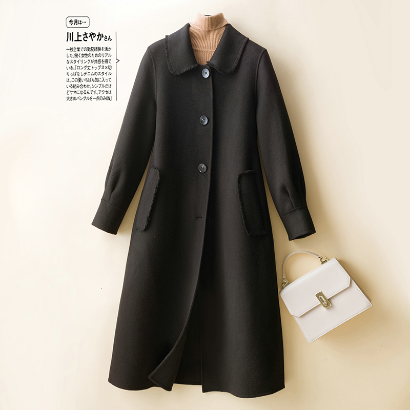 

2021 Autumn Winter Overcoat Women 100% Merino Wool Ladies Jacket Coats Cardigan Long Sleeve the New Fashion Thick Warm 4e2u, Red