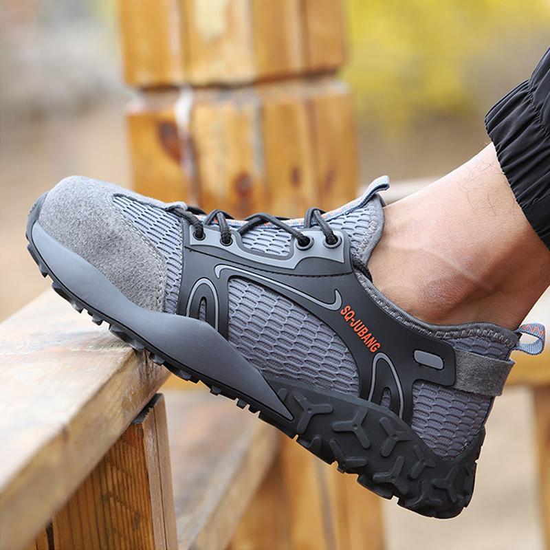 

Boots 2021 Breathable Mesh Safety Work Shoes Men Light Sneaker Indestructible Steel Soft Toe Anti-piercing Anti-skid