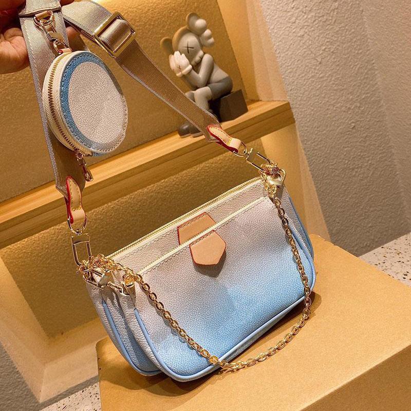 

Mahjong three-piece suit bag 2021 ladies gradient color handbag with original box date code wallet portable single shoulder messenger multi-piece combination, Customize