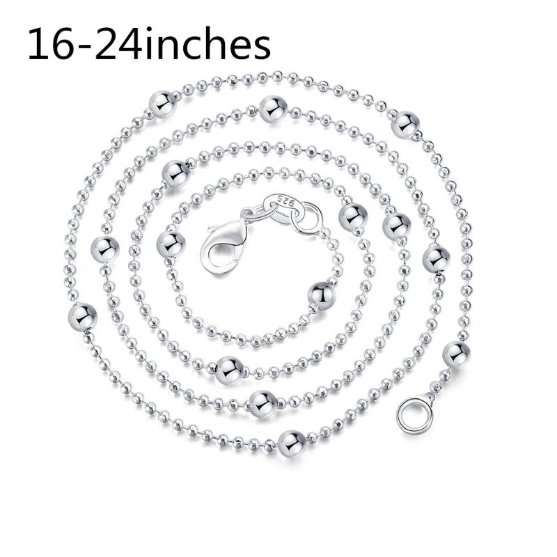 

Chains Fashion 925 Silver Necklace Beads Matching Dress Clavicle Sweater Chain 16''--24''Inch