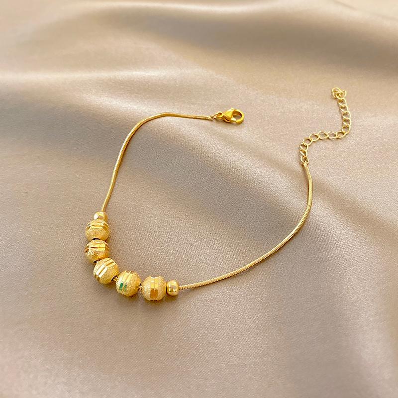 

Link, Chain Korean Style Fashion Gold Five Blessings Lucky Bracelet Girlfriend Gifts Party Evening Woman Jewelry 2021, Black