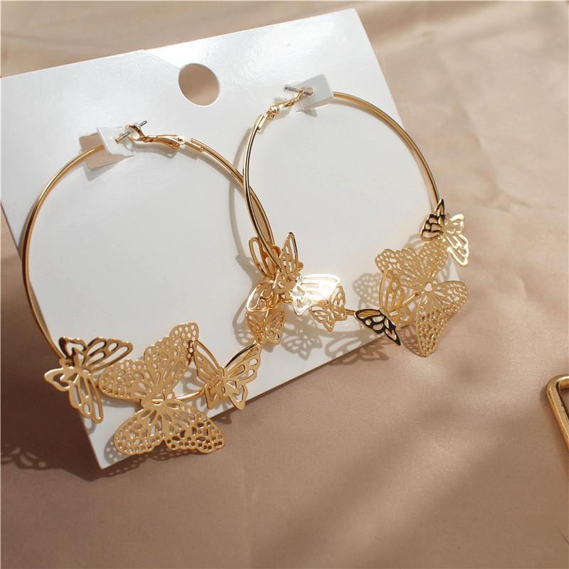 

New Trendy Ins Butterfly Insects Minimalism Minimalist Hoop Earrings Korean Fashion Chic Women Party Jewelry Earring