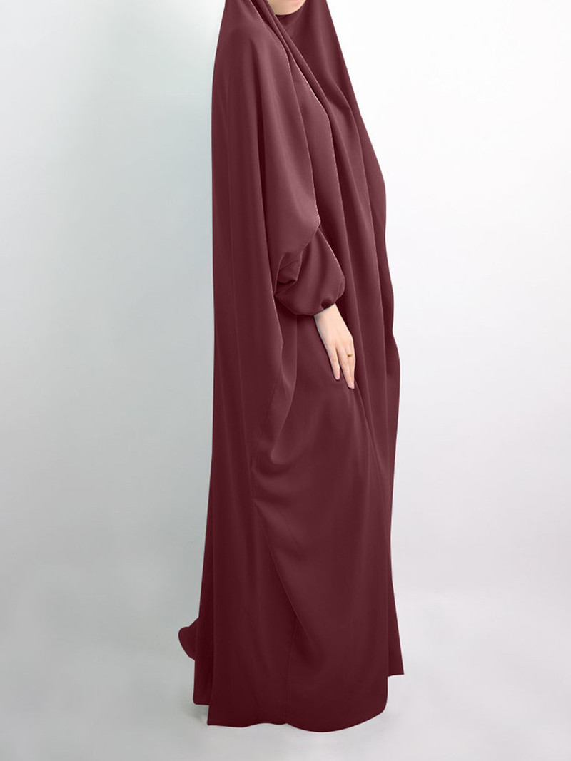 

Eid Muslim Women Hooded Abaya Dress Prayer Garment Long Khimar Hijab Jilbab Abaya Full Cover Ramadan Gown Abayas Islamic Niqab, Red