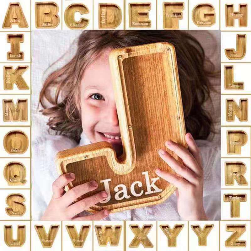 

Letter-Shaped Piggy Bank Favor Wood Transparent Window Money Box Coin Storage Boxes Christmas Gift For Kid 5265 Q2
