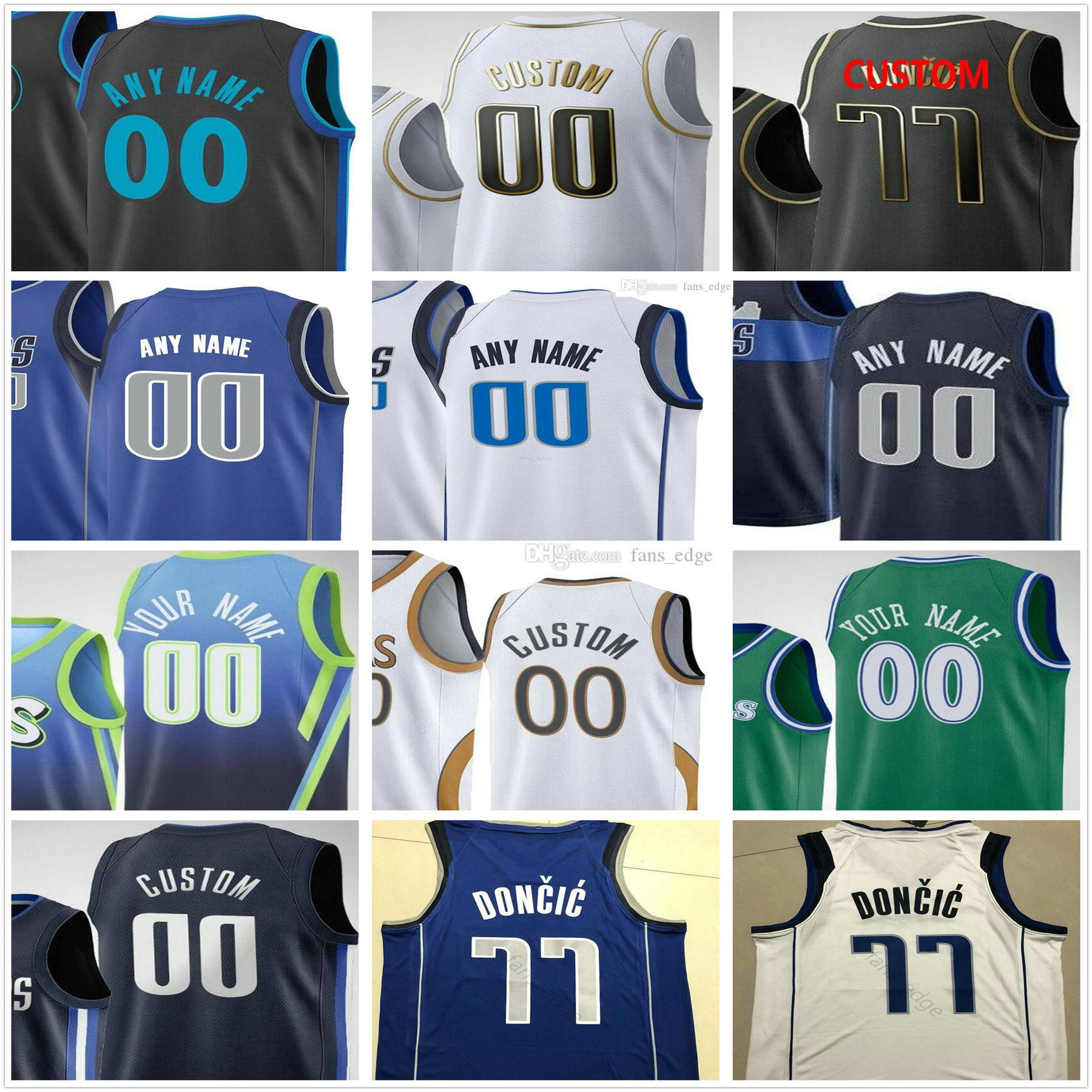 

Custom Printed Luka 77 Doncic Kristaps 6 Porzingis Tim 11 Hardaway Jr. Boban 51 Marjanovic Reggie Bullock 13 Jalen Brunson Men Woman Kids Youth Basketball Jerseys, As picture