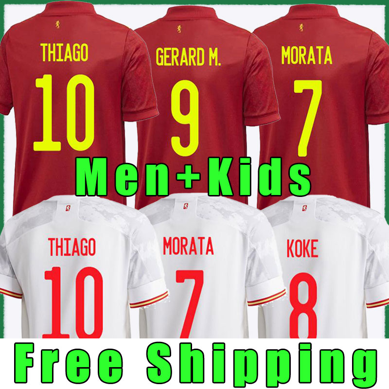 

2021 European Spain Home MORATA Soccer Jersey 20/21 Away KOKE THIAGO F.TORRES JORDI ALBA GERARD M SERGIO Maillots de football shirt uniforms thailand