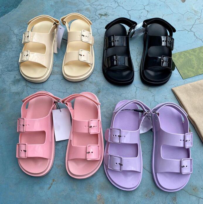 

top designer luxury women sandals fashion ladies flat heel beach shoes lastest casual Front Rear Strap slides Velcro film womens sandal 36-42