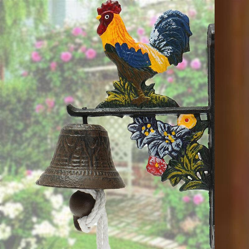 

Decorative Objects & Figurines Nordic Style Vintage Metal Iron Door Bell Wall Mounted Welcome Cast Wireless DoorBell Porch Garden Decoration