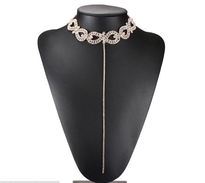 

Chains Long Crystal Necklace Alloy Choker 12pcs/lot A056