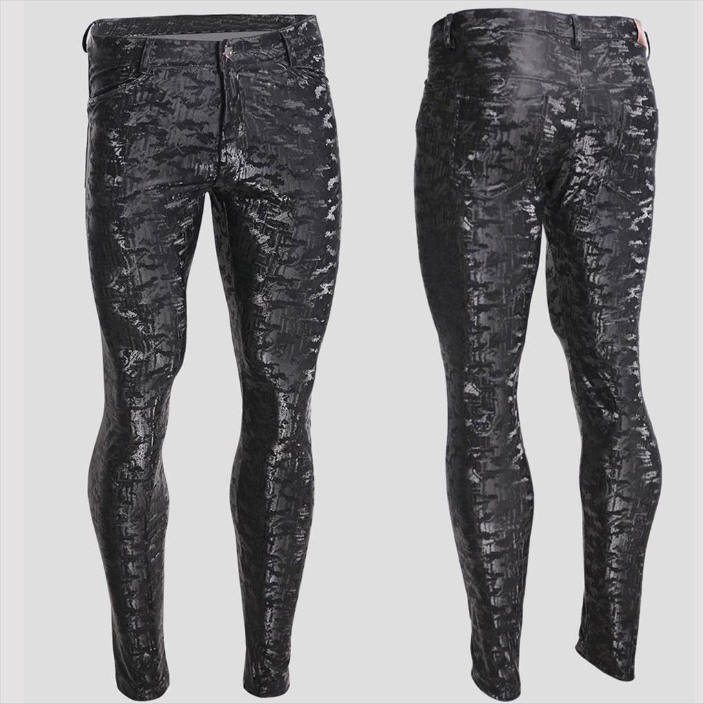 

plus size camo pencil women pants high eelastic tight pu 3d camouflage fluff glossy stage trouser gay, Black