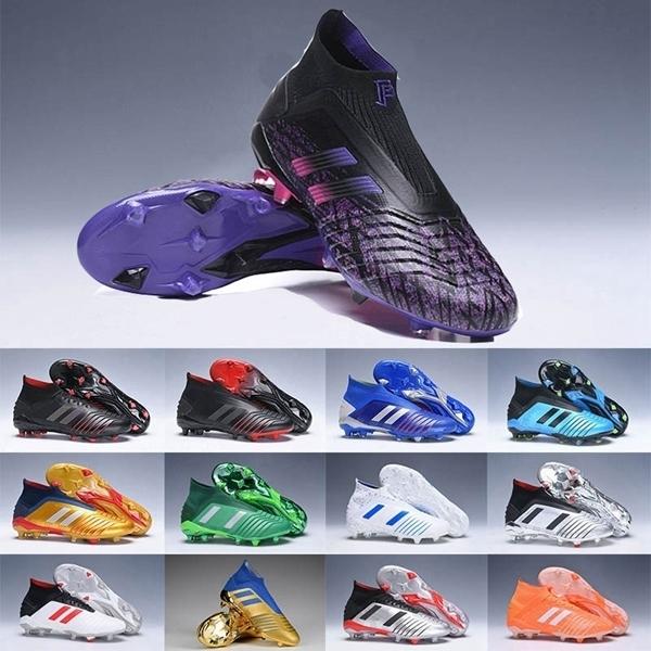 

Predator 19+ Paul Pogba Football Boots FG Dark Script Core Black White PureControl Outdoor Hard Wired Bright Cyan Action Red Soccer Cleats, Color 10