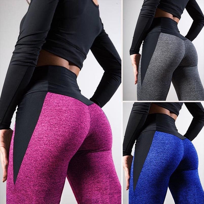 

patchwork long fitness high wait womens legging push up sport pants skinny elastic female anti cellulite, Black