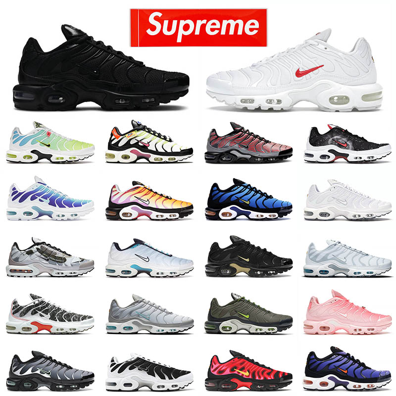 

Supreme Top Quality NIK Air Max Plus Tn Running Shoes Triple Black Hyper Blue City Special Airmax Authentic Mens Women Trainers Sneakers SIZE 12