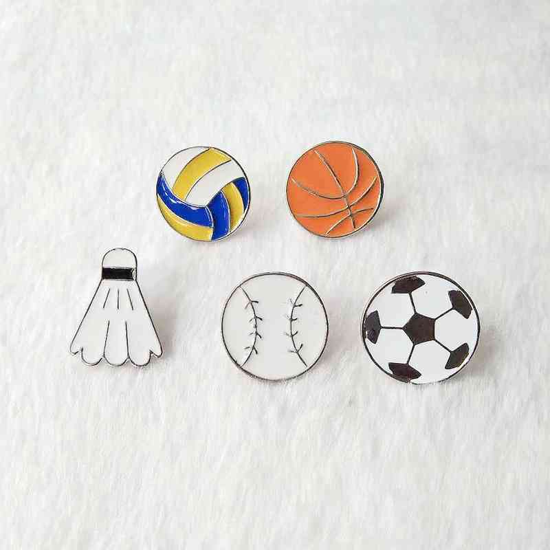 

20pcs/ lot costume jewellery bag jean sweater hat accessories metal enamel basketball football brooch button pin