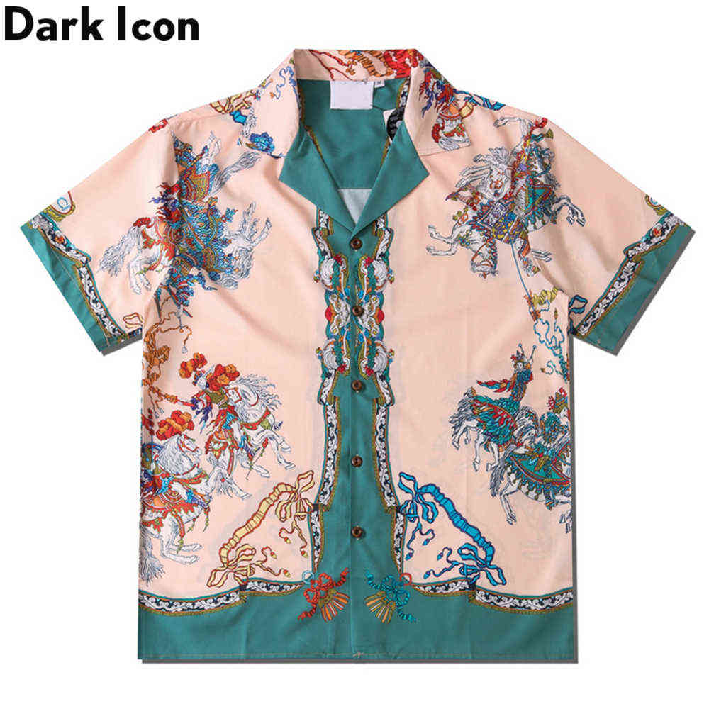 

Vintage Printed Polo Shirt Men Summer Thin Material Holiday Hawaiian Shirt Streetwear Men' Shirts 210603, As photo