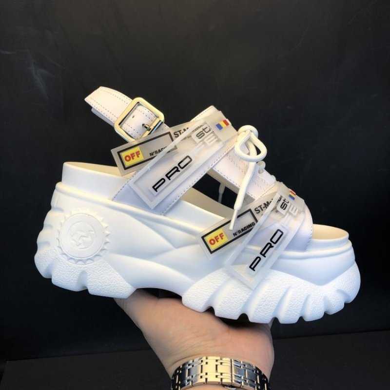 

Summer Chunky Sandals Women 8cm Wedge High Heels Shoes Female Buckle Platform Leather Casual Summer Slippers Woman Sandal T200111, Red