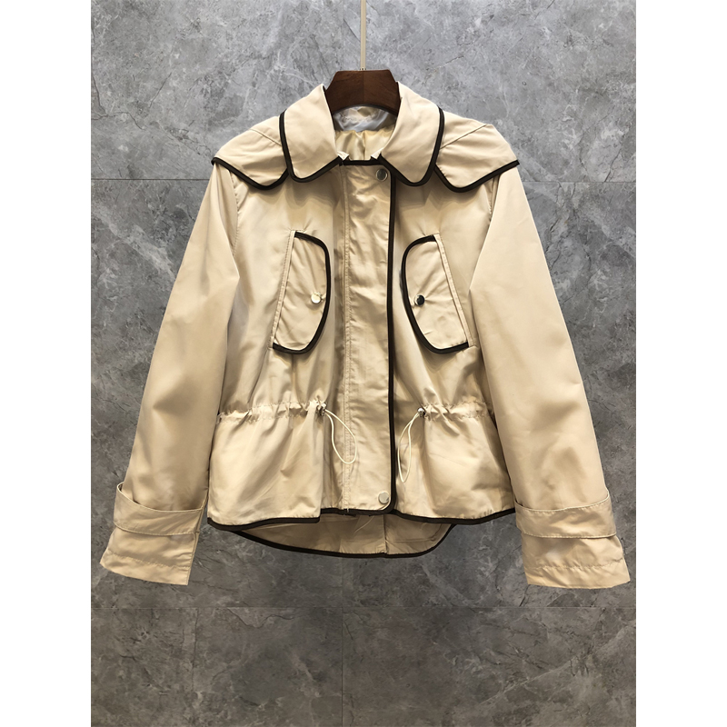 

Fashion Hoodie Cinched Figure Flattering Trench Coat Womens Clothing Autumn European Goods New Minority All-Match 9i, Black;brown