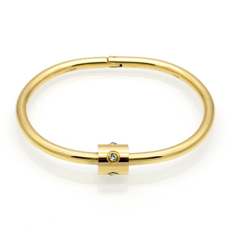 

Bangle Fashion Titanium Steel Couple Bracelets Personality Simple Micro Inlays Diamonds Shiny Non-fading Women Bracelet