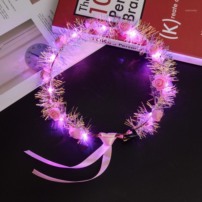 

Party Decoration Children's Princess Birthday Gift Glowing Light Garland Headband Hair Accessories Bridal Wreath LED Headwear