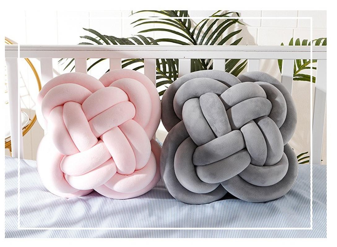

Cushion/Decorative Pillow Soft Plush Knot Sofa Living Room Square Hand-Woven Cushion Furniture Decoration Office Waist, Light yellow