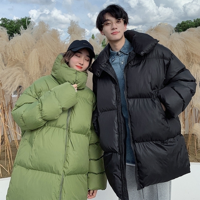 

2021 New Winter Jacket Men' Parka Warm Fashion Casual Stand Collar Long Men Streetwear Loose Couple Thick Coat Mens Clothes -xl Isit, Black