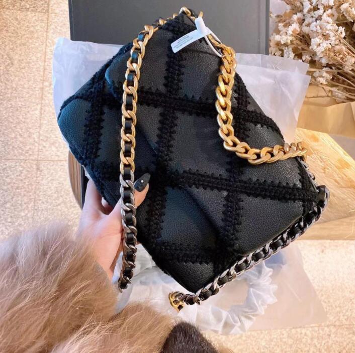 

Leather Womens Bag Wool Crocheted Checkered Shoulder Luxurys Designers Bags handbag