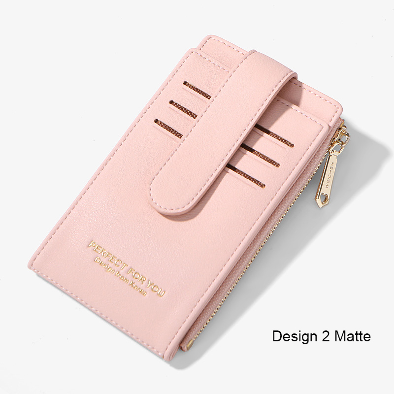 

Women Card Holders Soft Leather Coin Purse Wallets Female Business Wallet Ladies Double Zipper Mini Clutch Bags, Design2 pink