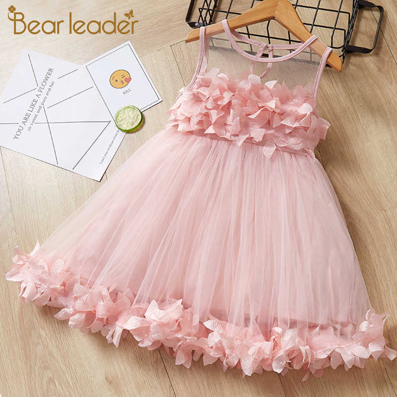 

Bear Leader Girls Dress Baby Girl Lapel Sleeveless Tank Top Striped Embroidery For 2-6Y 210708, Ay474 gray