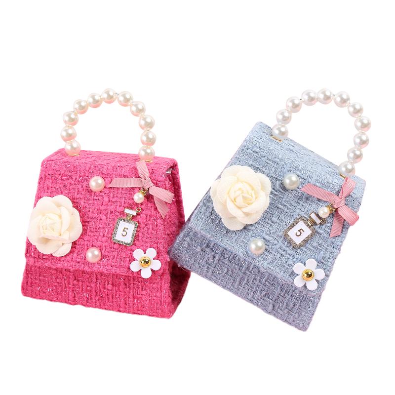 

Diaper Bags Canvas Children Shoulder Kids Messenger Fashion Pearl Crossbody For Girls Bowknot Handbags Cute Infant Coin Purse, Black