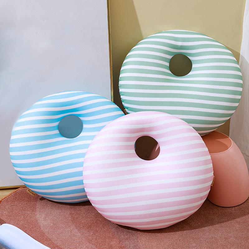 

Cushion/Decorative Pillow Summer Ice Cool Comfortable Sleep Office Sofa Foam Particles Creative Round Back Cushion Noontime Snooze Soft Stri, Sky blue
