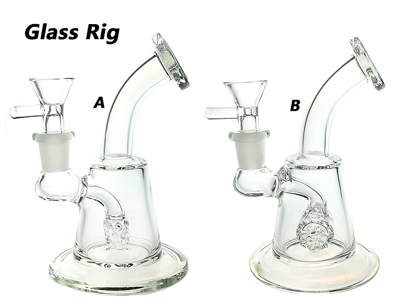 

Glass Hookah Bong/Rig Bubbler for smoking 6 inch Height 2 type of perc with 14mm female and bowl 210g weight BU007A/B