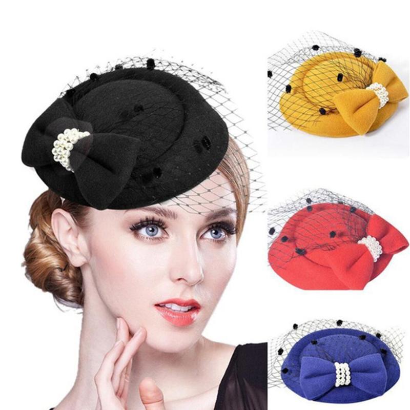 

Hair Clips & Barrettes Elegant Retro Net Yarn Headdress Bride Stewardess Top Hat Hairpin Veil Lace Bow Decor, Golden;silver