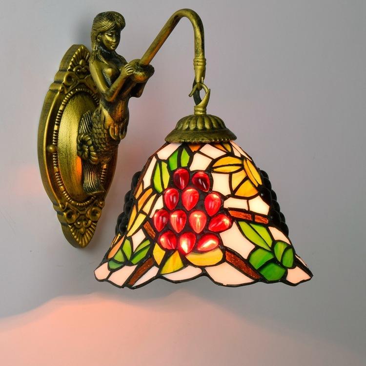 

French Garden Tiffany Grape Stained Glass Decorative Wall Lamp Bar Ktv Club Hotel Corridors Beauty Lamp