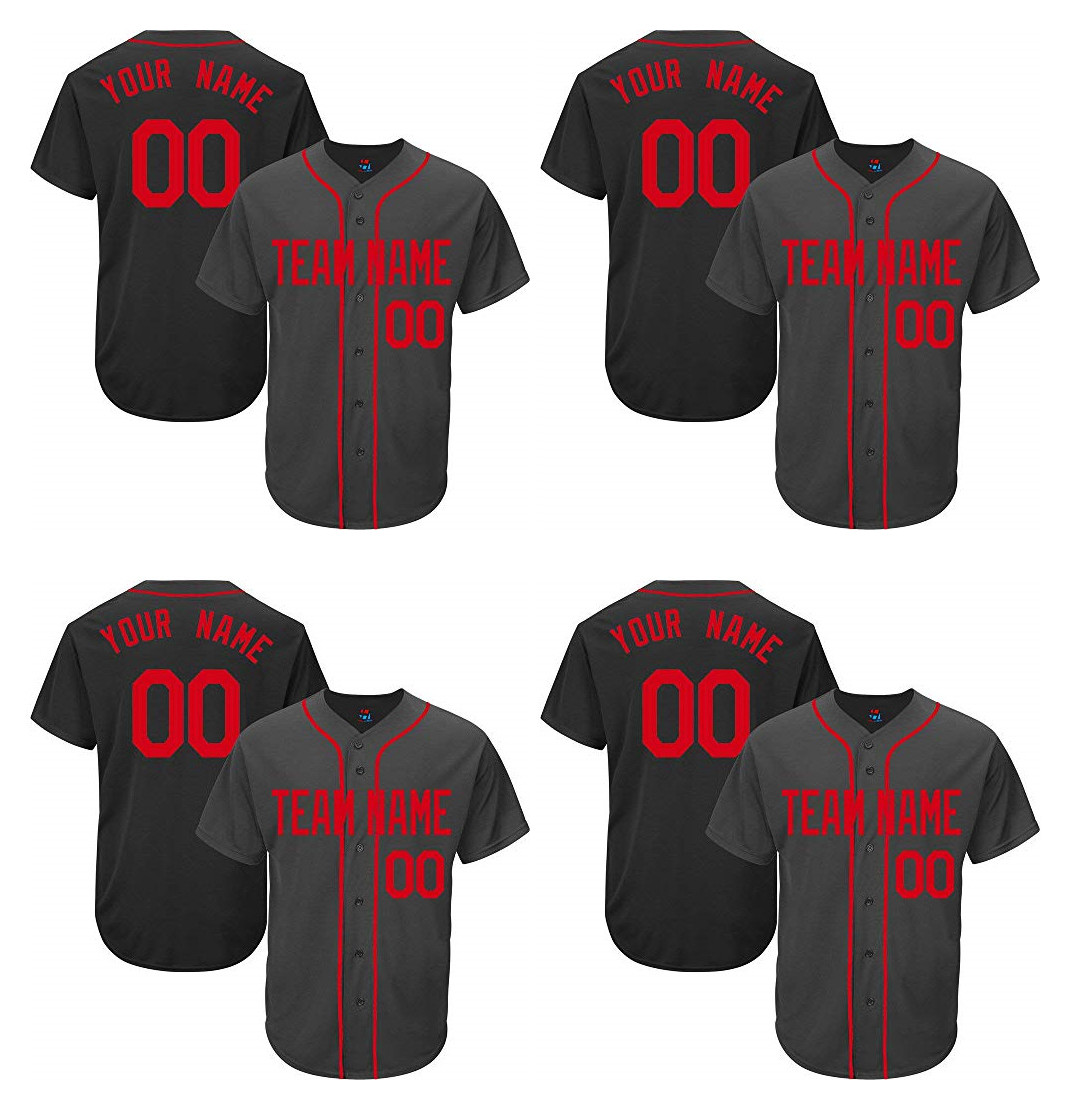 

Custom black/red Baseball Jersey 101, Men size s-4l