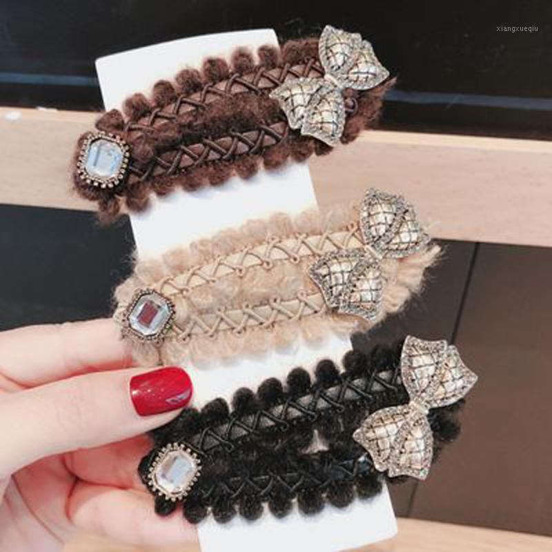 

Hair Clips & Barrettes Fashion Lovely Romantic Bow Clip Knitting Bangle Retro Sweet Temperament Hairpin Side Crystal, Golden;silver
