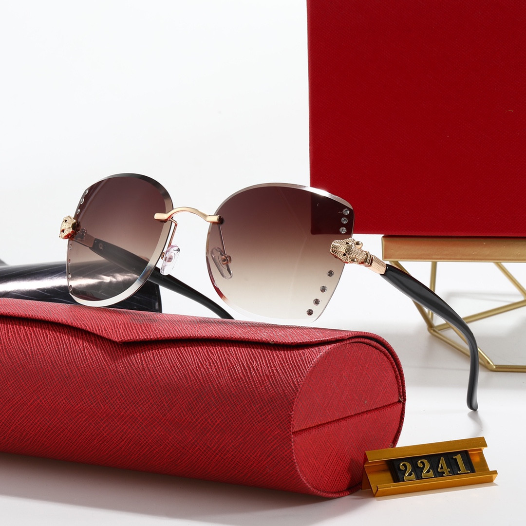 

New high quality sunglasses for both men and women are hot sellers leopard-head 2241 frameless and diamond-inset polarized sunglasses