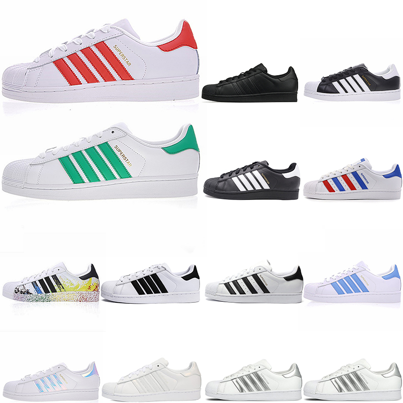 

running shoes superstar mens womensflat casual sports with gold letters silver red black all white yellow blue outdoor sneakers size 36-45, Color 1